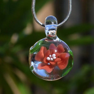 Hand Blown Glass Pendant - Flower with Vine