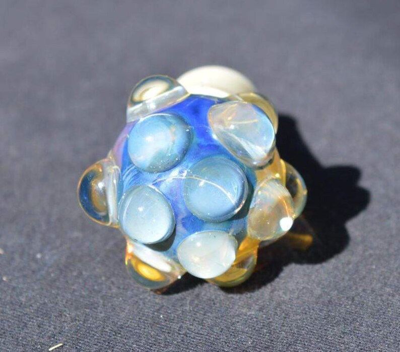 Hand Blown Glass Wine or Beer Bottle Stopper Silver Fumed Cobalt