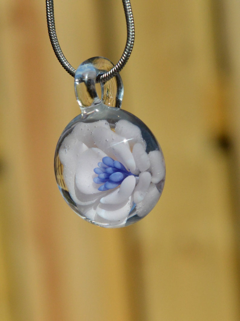 Hand Blown Glass Pendant Implosion Flower Light Pink/purple Etsy