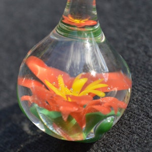 Hand Blown Glass Pendant - Flower with Vine