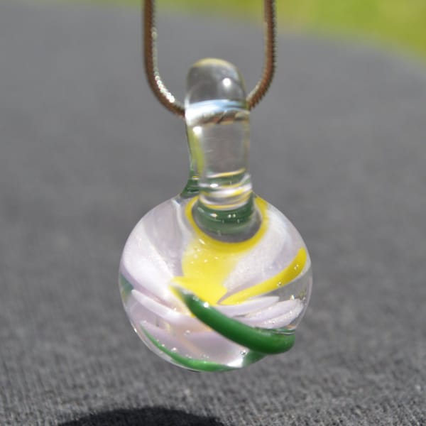 Hand Blown Glass Pendant - Compression Flower with Vine