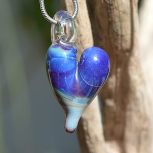 Hand Blown Glass Pendant - Multi-Color Heart Charm