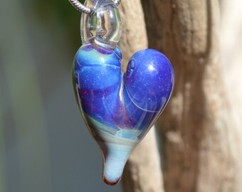 Hand Blown Glass Pendant - Multi-Color Heart Charm