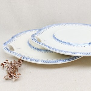 Seltene große Servierplatte - Muster Bordure - Blaue Transferware - Französische Keramik Servierplatte - Tablett für Snacks und Vorspeisen