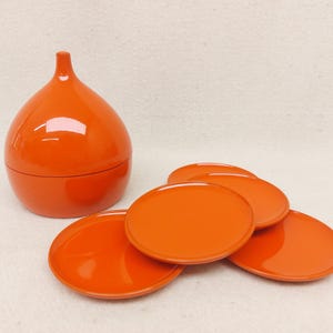 Retro Orange Untersetzer Set, Danish Design Laurids Lonborg, 70s Design