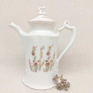 Art Nouveau Teapot Société Céramique NV Maastricht Holland Flowers White Teapot