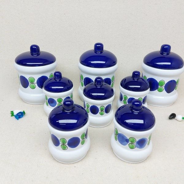 Large Set Storage Jars Waechtersbach Ceramic Blue White