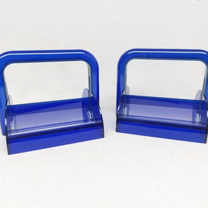 Raro colore blu Portatovaglioli Guzzini in plastica anni '80 Set trasparente