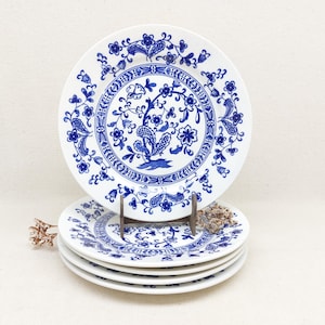 Piatti piani in ceramica - Motivo cipolla blu - Prodotto in Giappone - Servizio da tavola - Motivo Danubio blu - Riproduzione Meissen - Decorazione con trasferimento blu