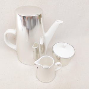 Service à Thé en Céramique et Métal Melitta, Pot à Sucre Théière, Crémier, Design des années 60