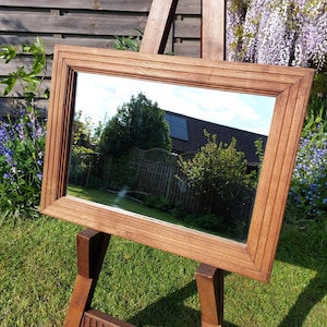 Large Rectangle Wooden Mirror Natural Solid Oak, Rustic Finish Aged Wood