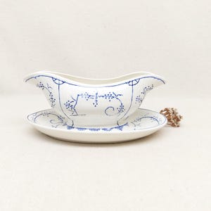 Salsera de cerámica Boch - Modelo Copenhague - Vajilla azul y blanca - Porcelana belga vintage