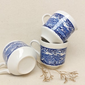 Broadhurst Creamers Blue Transferware Ironstone Bridgwood Staffordshire Farmhouse Teaset Sugar Dish The English Scene