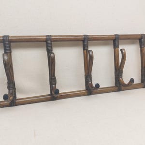 Rattan Wall Rack Hooks, Coatrack Vintage Ratan, Dark Brown, Coat Rack Hallway