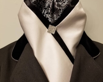 Pre-tied contemporary stock tie with black & silver insert.