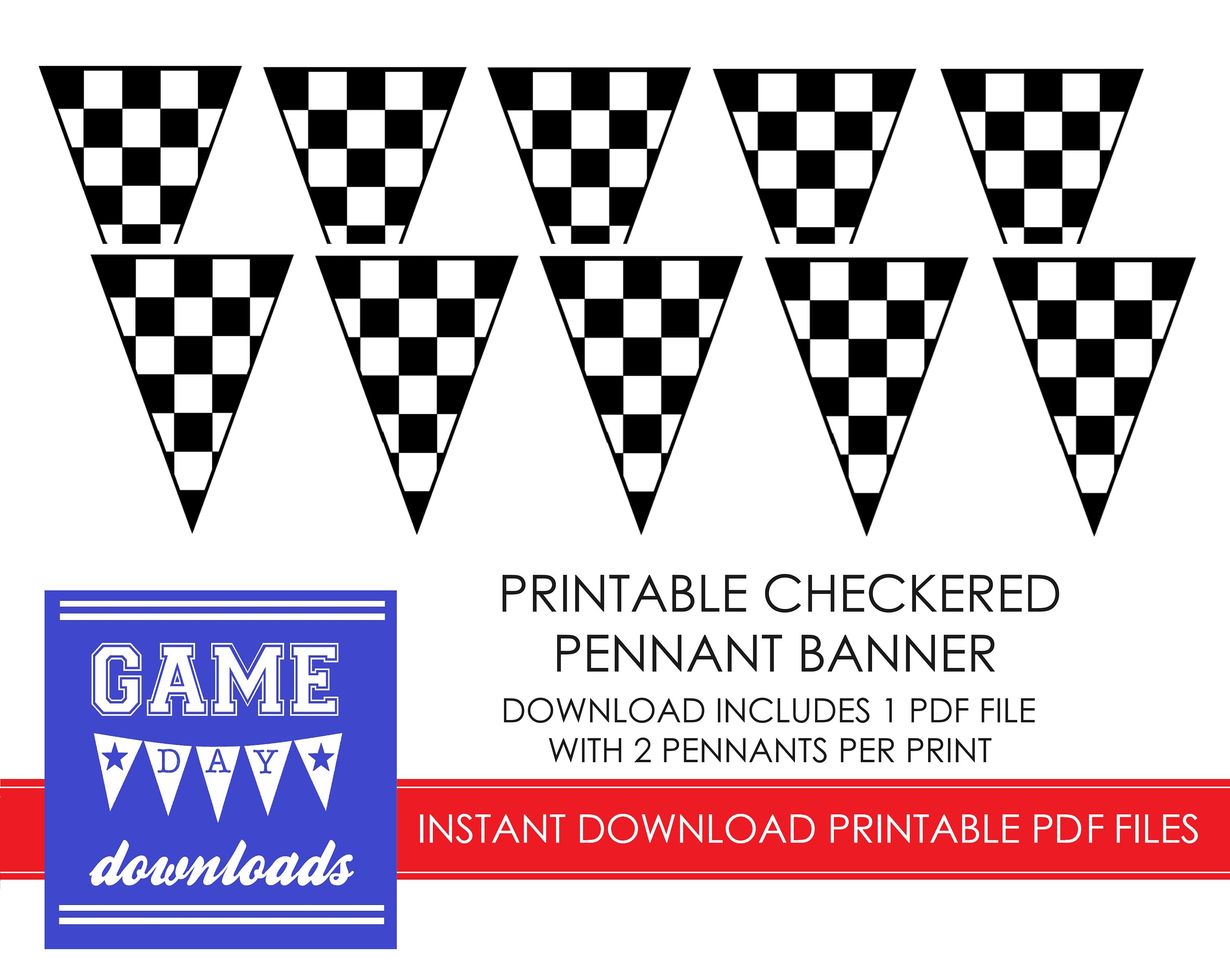 DIGITAL Checkered Black and White Triangle Banner PDF File Digital ...