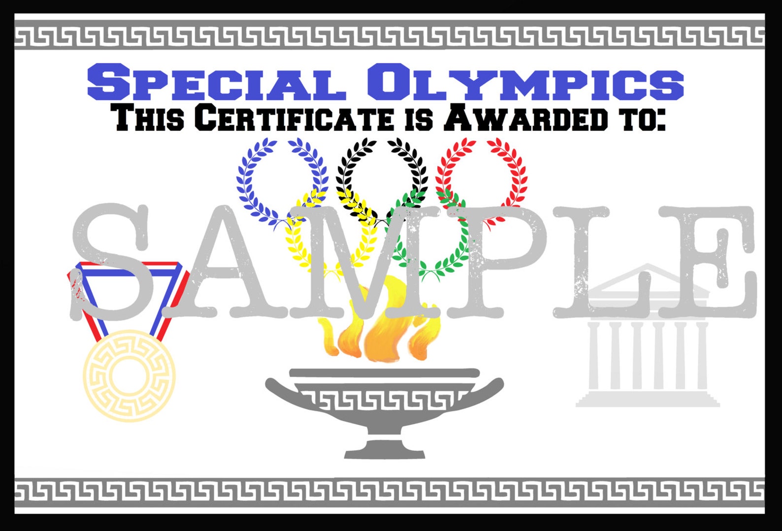 DIGITAL Special Olympics Award Certificate Diy EDITABLE PDF Etsy