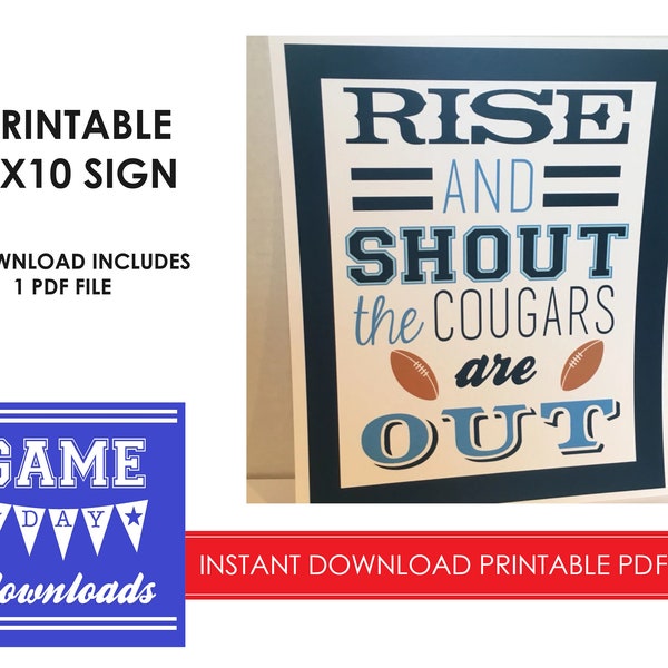DIGITAL Naby Blue Rise and Shout the Cougars are Out Printable PDF Digital Sign BYU