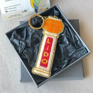 Margate Lido key ring, Margate Kent Landmark keychain, beaded key ring, beadwork