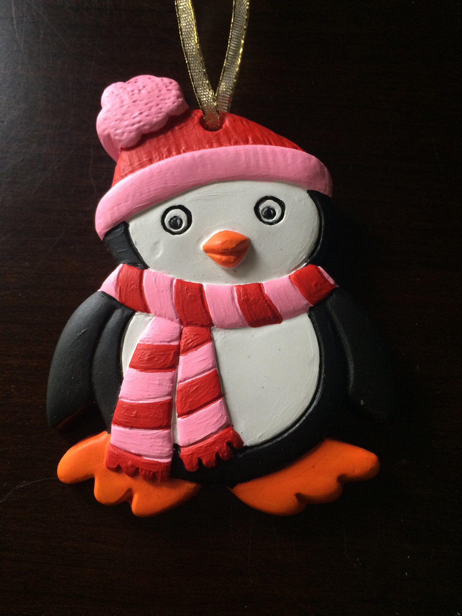 Painted Ceramic Penguin Christmas Ornament penguin penguins Etsy