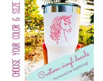 Custom Unicorn Decal - Unicorn Hair Vinyl Decal - Fantasy Decal - Autocollant de pare-chocs licorne, pour les culbuteurs, fenêtre de voiture portable - autocollant de licorne