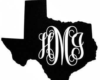 Texas Decal, Custom Initial Monogram Decal, Texas Bumper Sticker, for Tumblers, Laptops, Car Windows, State Monogram, Personalized Monogram