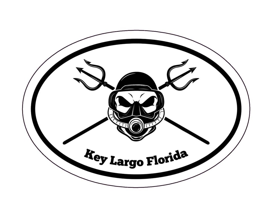 Key Largo Sticker Oval Key Largo Vinyl Decal, Scuba Diver Bumper Sticker, for Tumblers ...