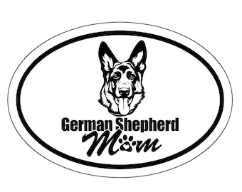 Ovale deutsche Schäferhund Mama Aufkleber - K9 Hund Stoßstange Aufkleber - Schäferhund Mama Geschenk, für Tumblers Cup, Laptops, Autos, Deutsche Schäferhund Aufkleber