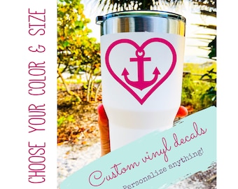 Anchor Heart Decal - Anchor Bumper Sticker - Anchor Car Sticker - Nautical Tumbler Decal  - Heart Decal - Anchor Heart Car Sticker