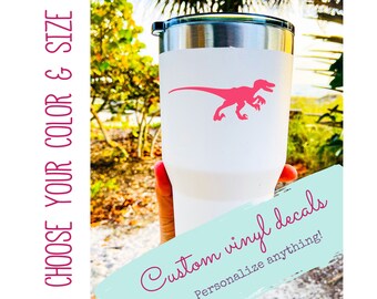 Custom Dinosaur Vinyl Decal, Dinosaur Sticker, Dino Tumbler Decal, pour Cup Laptop Truck Car Window, Custom Dinosaur Gift