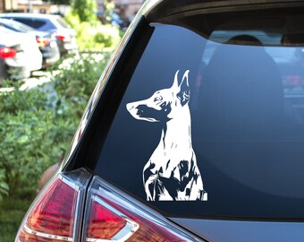 Doberman Vinyl Decal - Doberman Wall Decal, Dog Bumper Sticker, Custom Laptop Decal, Home Wall Mural Sticker, Doberman Home Decor