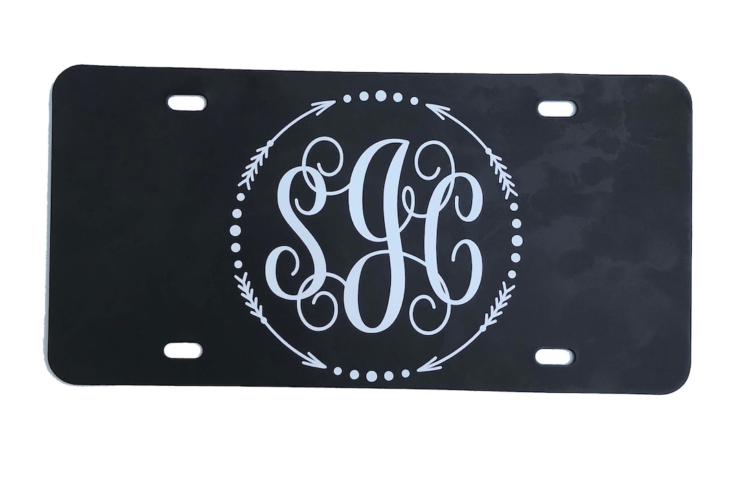 Personalized Vanity Plate, Monogrammed Front License Plate, Arrow Dot