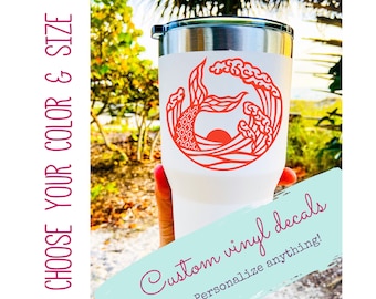 Mermaid Vinyl Decal, Mermaid Wall Decal, Beach Bumper Sticker, Custom Laptop Decal, Mermaid Home Decor - Mermaid Tail Sticker, Mermaid Gift