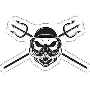 Scuba Diver Vinyl Decal, Crossed Tridents Dive Bumper Sticker, for Tumblers, Laptops, Car Windows, Great Snorkeling Scuba Diving Gifts