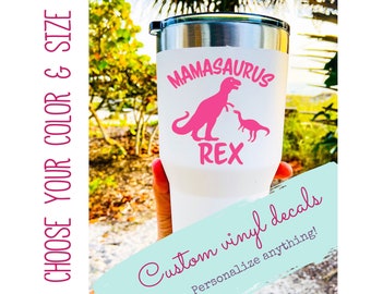 Custom Mama Rex Vinyl Decal, Dinosaur T-Rex Sticker, Dino Tumbler Decal, for Cup Laptop Truck Car Window, Custom Dinosaur Gift