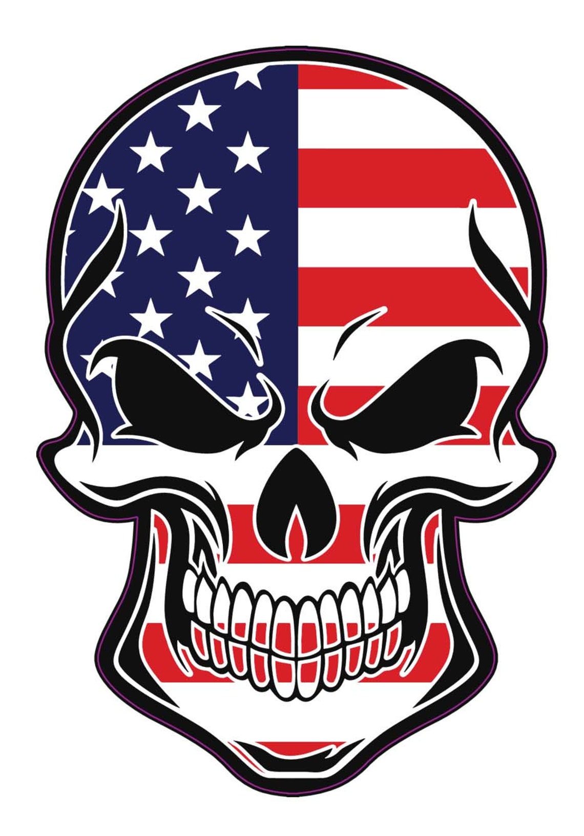 Skull Vinyl Decal American Flag Decals Patriotic Bumper - Etsy