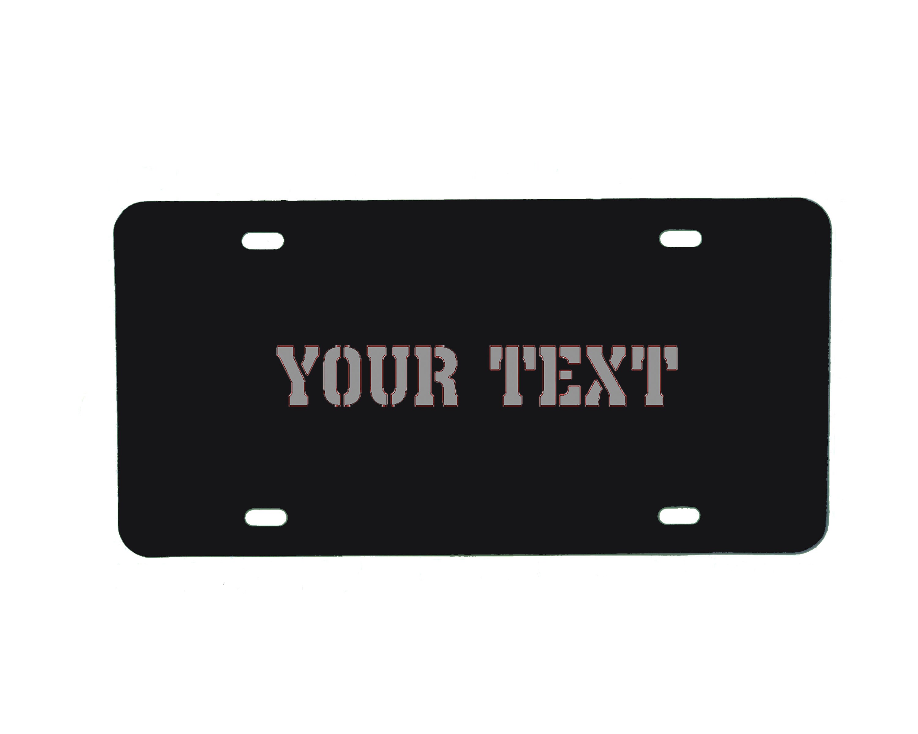 Personalized Text Vanity Plate Front License Plate Custom Military