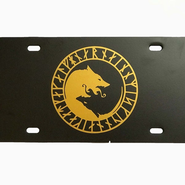 Viking License Plate - Viking Wolf - License Plate - Custom Car Tag - Viking Rune  - ÚLFHÉÐNAR Wolf - Custom Viking Gift