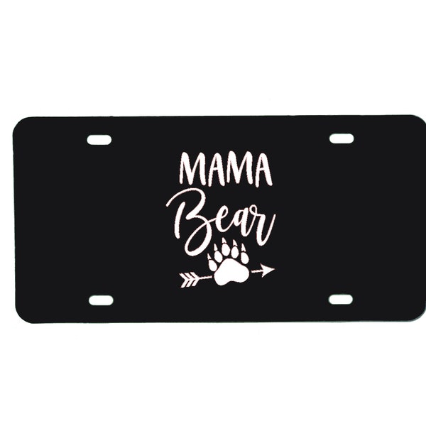 Mama Bear Vanity Plate, Personalized Vanity Plate, Mama Bear License Plate, Car Accessories, Auto Tag Accessory, Arrow Front Car Plate