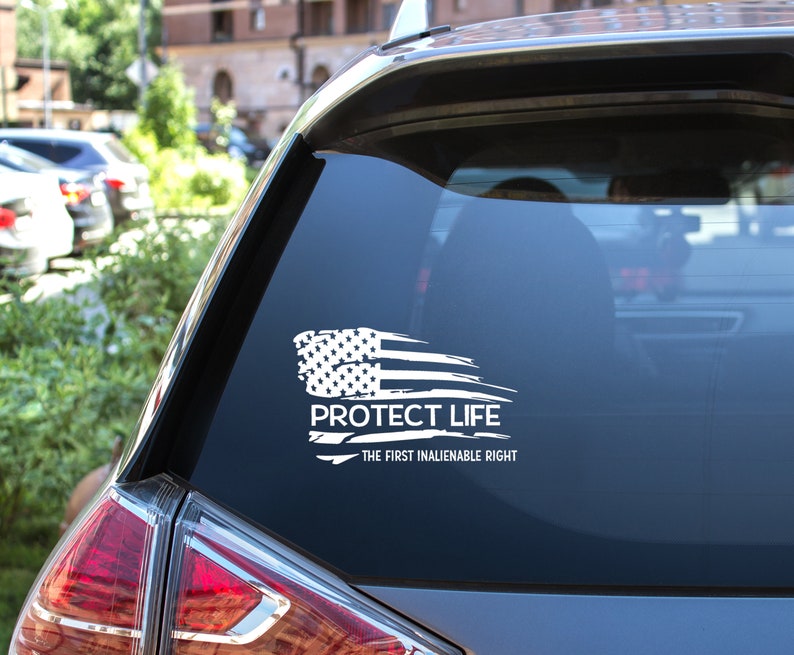 Distressed Flag Pro Life Decal Sticker, Anti Abortion Sticker, Abortion Tumbler Decal Pro Life Bumper Sticker Choose Life Decal image 1