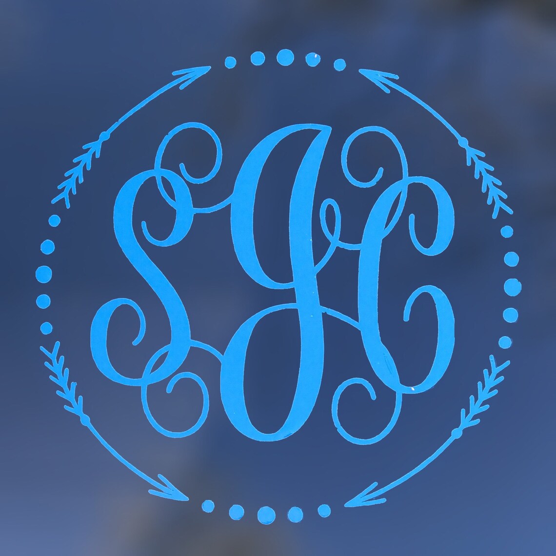 Custom Decal Initial Monogram Decal Monogrammed Bumper Etsy