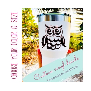 Cute Owl Vinyl Decal - Owl Sticker - Yeti Tumblers Cup Laptop Windows - Great Nature Lovers Gift