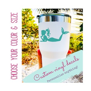 Escritura de vinilo de sirena, piedra de sirena de sirena vaso pegatina , calcomanía personalizada del ordenador portátil, pared mural pegatina, sirena decoración del hogar - regalos de la sirena
