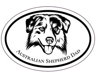 Ovale australische Schäferhund Papa Aufkleber - Hund Stoßstange Aufkleber - Schäferhund Papa Geschenk, für Tumblers Cup, Laptops, Autos, Australian Shepherd Aufkleber