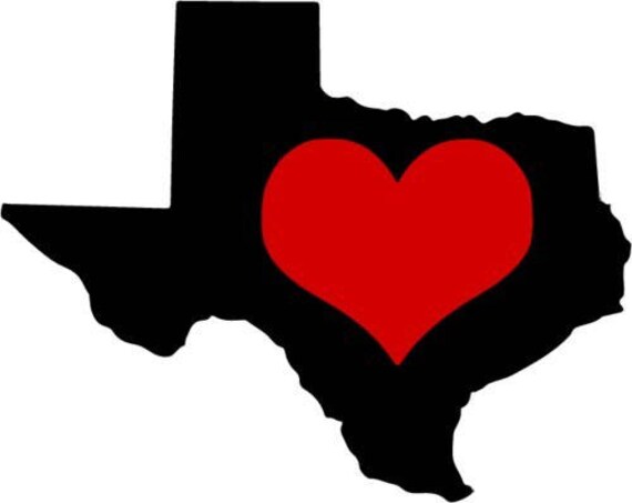 Texas Heart Decal Heart in Texas Vinyl Sticker State Decal | Etsy