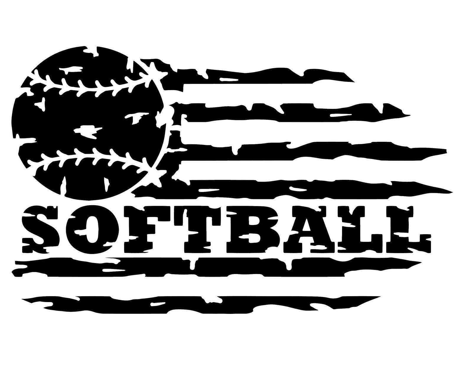 Custom Softball Vinyl Decal Softball Distressed Flag I Love Etsy