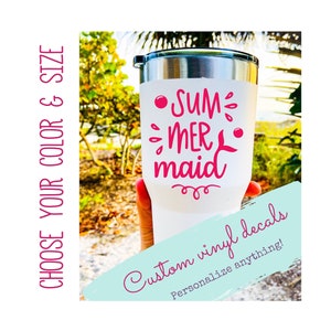 Sirena vinilo calcomanía, Sum Mer Maid Calcomanía - sirena tumbler pegatina , Custom Laptop Calcomanía, pared mural pegatina, calcomanía de verano - regalos de sirena