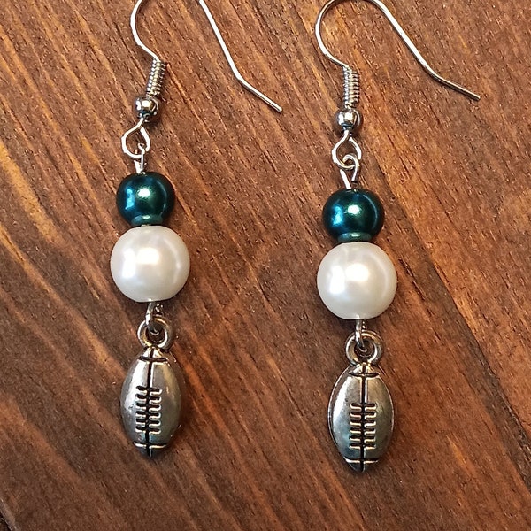 Handmade in the USA New York Jets football earrings, Jets earrings, nfl earings, football earrings, football wear, team swag, nfl gifts