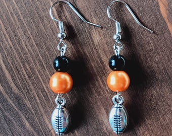 Handmade in the USA Cincinnati Bengals football earrings, nfl earrings, sports earrings, nfl gifts, football fan gear, football swag