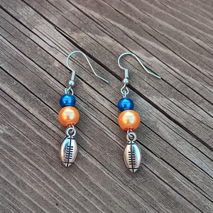 Handmade Denver Broncos, Chicago Bears Inspired Football Earrings: Team Swag